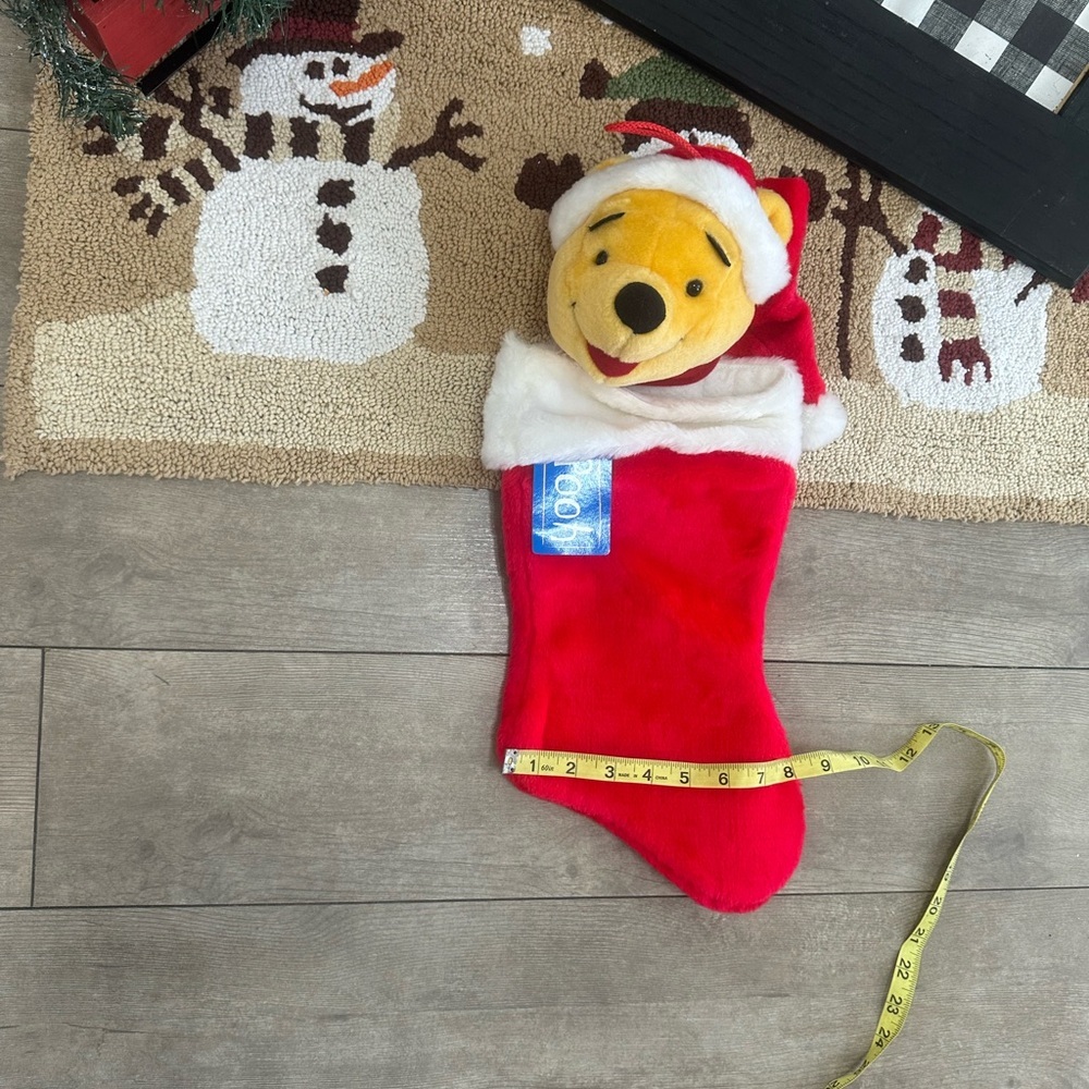 New Vintage Winnie the Pooh Christmas Stocking Pooh Bear Plush 3D New with Tags - Picture 14 of 16